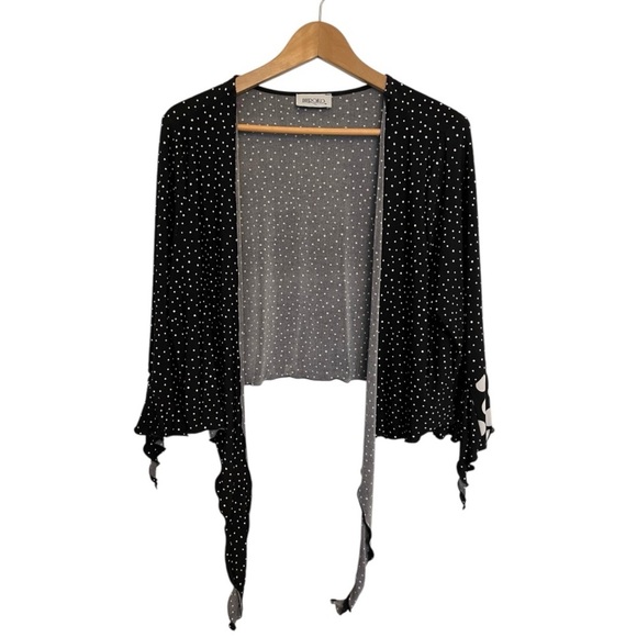 Hiroko Black Polka Dot Boho Women's open cardigan shrug size small - Picture 1 of 6